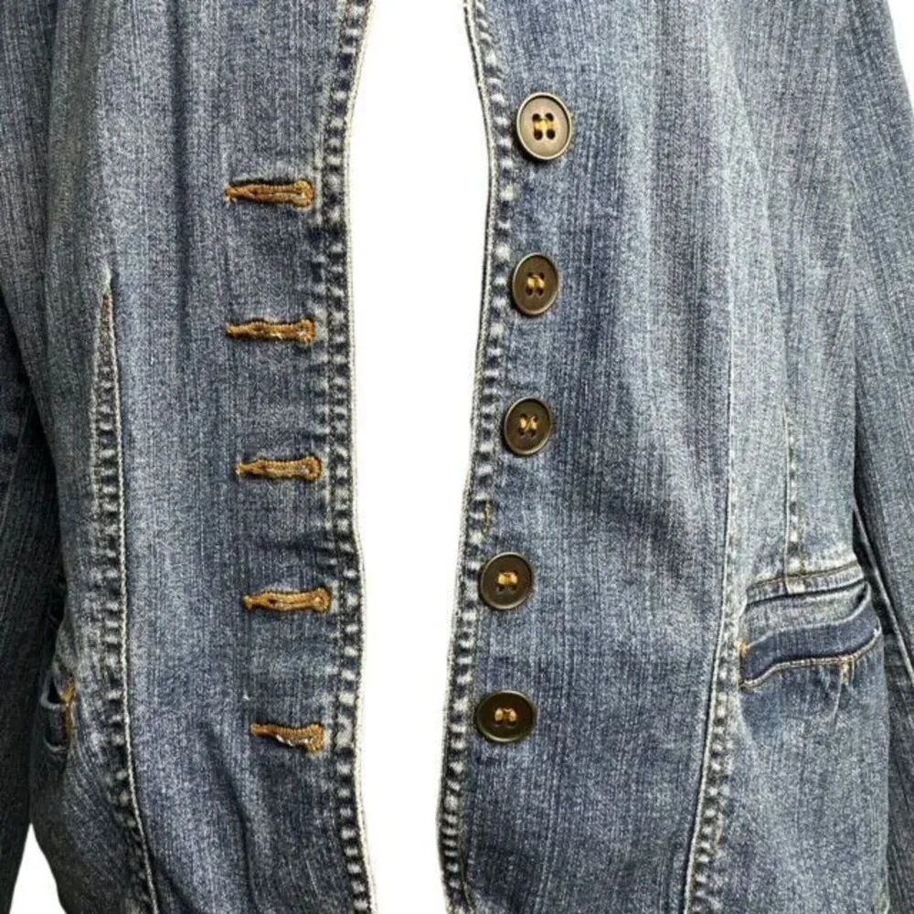 Women's St. John's Bay Stretch Blue Denim Jean Jacket Size Large Petite - Picture 3 of 8
